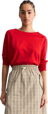 Marc O'Polo Denim Longsleeve MARC OPOLO DENIM, Damen, Gr. XL, carmine rot, Single Jersey, Obermaterial: 100% Baumwolle, relaxed fit, U-Boot-Ausschnitt, Shirts Longsleev