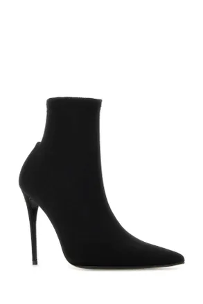 Dolce & Gabbana Womens Black Fabric Ankle Boots Nero Stivali