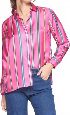 Vilagallo Striped Tea Blouse In Pink Multi