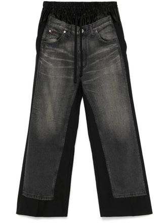 Junya Watanabe x Comme des Garçons denim-panel trousers - Black