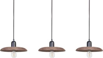 Beliani L&aacute;mpara De Techo De Madera De Mango Oscura 107 Cm A Mano Pantalla Natural Manjeera