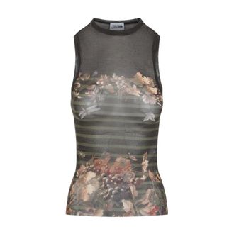 Jean Paul Gaultier Sleeveless Tops, female, Multicolor, Size: M Marini&egrave;re Grape Mesh Tank Top