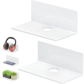 OEM Juego De 2 Estantes Acr&iacute;licos Autoadhesivos, De 23 Cm De Ancho, No Requieren Perforaci&oacute;n, Para Ba&ntilde;o, Cocina Y Dormitorio - Crezuo