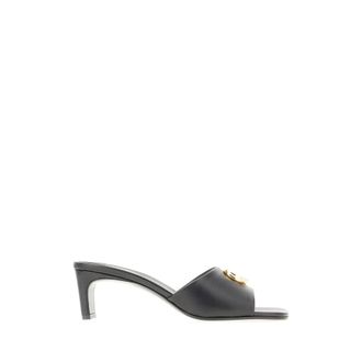 Gucci Slide Sandal met Double G - Dames - Muiltjes - Zwart - 39 EU - Leer - Schoenen