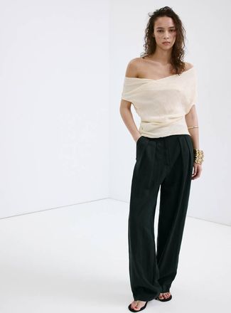 Mango Pantaloni dritti lyocell nero - Donna - 38 - MANGO