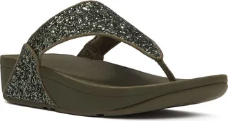 FitFlop Lulu Multi Tonal Glitter Toe Post Sandals in Deep Olive at Nordstrom, Size 11