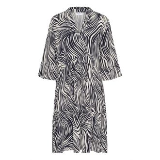 Saint Tropez Baritone Leaves Strokes Jurk - Dames - Jurken - Zwart - Maat: M Viscose