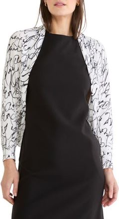 Nic+Zoe Cursive Cotton Blend Shrug Cardigan in White Multi at Nordstrom, Size Xx-Large