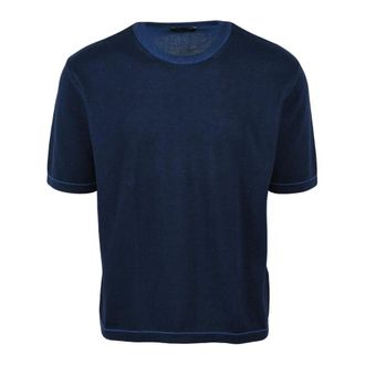 Roberto Collina Round-neck Knitwear, male, Blue, Size: M Maglioncino Girocollo