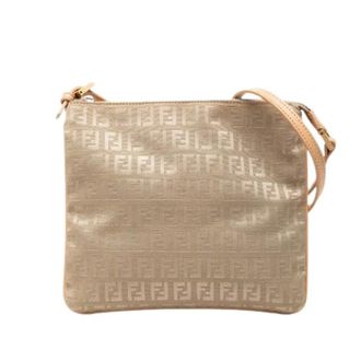 Fendi Pre-owned Canvas Crossbody Bag - Dames - Pre-owned - Beige - Maat: ONE Size Leer