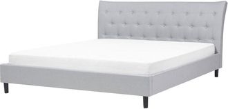 Beliani Modern Fabric eu Super King Size Bed Frame 6ft Grey Tufted Headboard Saverne