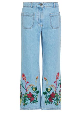 Etro Floral-embroidered Cropped Straight-leg Jeans - Blue - 27 (W27 / UK8-10 / S)