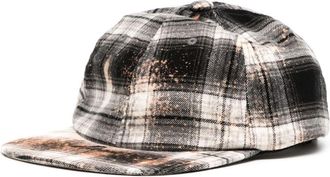 We11done bleach-wash checkered cap - women - Cotton - One Size - Grey