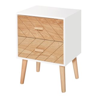 HOMCOM Homcom - Mesita De Noche Madera Con 2 Cajones Comoda R&uacute;stica Cajonera Mesilla Mueble Para Dormitorio Armario Almacenamiento 40x30x55,5 Cm