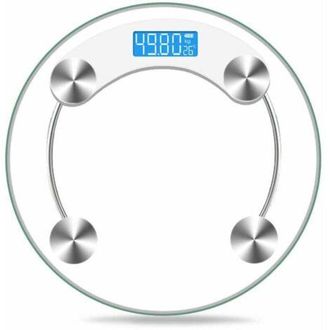 OEM Balanza Digital De Cristal Para Ba&ntilde;o Con Capacidad De 180 Kg Y Pantalla Lcd, Color Blanco Transparente