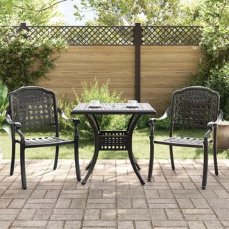 vidaXL 3 Piece Garden Bistro Set Black Cast Aluminium vidaXL