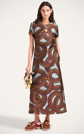 La DoubleJ Swing Dress in Montecarlo Jacquard Dusty Blue at Nordstrom, Size X-Large