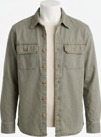 Faherty Sunwashed Canvas Cpo Shirt In Aspen Olive