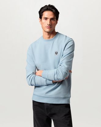Belstaff Mens Long Sleeve Logo Detail Sweatshirt in Pale Blue Cotton - Size X-Large