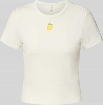 Only Regular Fit T-Shirt in Rippoptik Modell DANIELLA in Offwhite, Gr&ouml;&szlig;e L