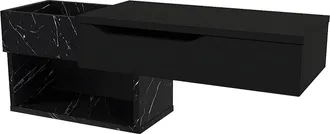 Vente-Unique Vente-unique - Consolle Sospesa Con 1 Cassetto E 2 Nicchie Effetto Marmo Nero - Dareka