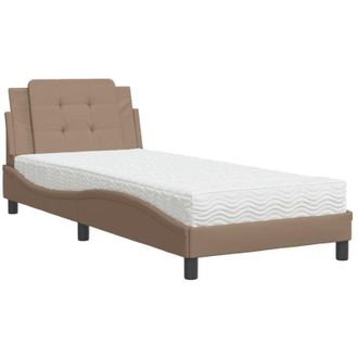 vidaXL Cama Con Colch&oacute;n Cuero Sint&eacute;tico Capuchino 90x190 Cm Vidaxl