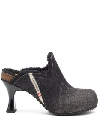Diesel D-Woodstock denim muiltjes - Zwart