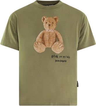 Palm Angels Bear in Mind Groene T-shirt - Heren - T-shirts - Groen - S - Tops
