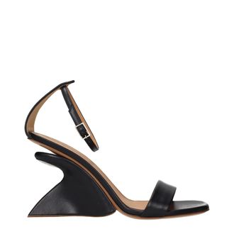 Off-white Black Leather Stiletto Heel Womens Sandals