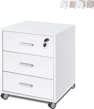OEM Cajonera De Oficina Con Tres Cajones Con Ruedas Blanco Fresno 50x41x H70 Cm