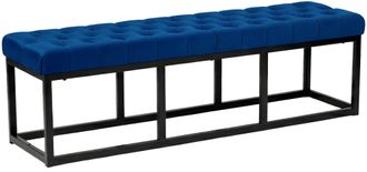 Clp Banco Polson Tapizado En Terciopelo Azul 150 Cm