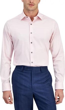 Alfani Dress Shirt Mens Pink Regular-Fit Temperature Regulating Oxford FTS294