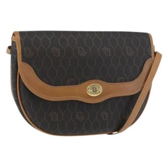 Dior Pre-owned Cross Body Bags, female, Brown, Size: ONE SIZE Pre-owned Vintage Honeycomb Canvas Shoulder Bag