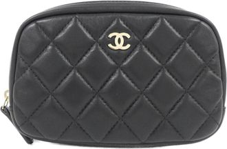 Chanel Black Bordeaux Leather Pouch (Pre-Owned)