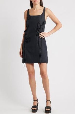 Farm Rio Rosette Linen Minidress in Black at Nordstrom Rack, Size X-Small
