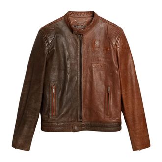 Golden Goose Biker leren jack - Heren - Leren en Su&egrave;de Jassen - Bruin - XL - Leer - Jassen