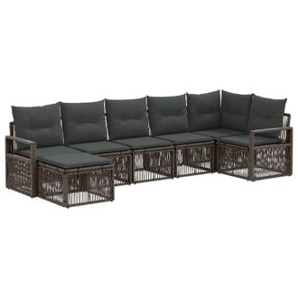 vidaXL Conjunto De Sof&aacute;s De Jard&iacute;n 7 Pcs Gris Rat&aacute;n Sint&eacute;tico Vidaxl
