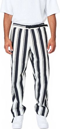 White Sand Parachute Canvas Stripe Pant In Black/white