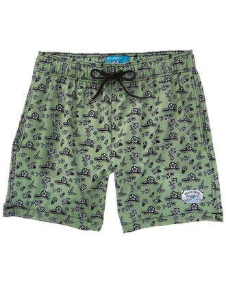 Beach Bros Geo Floral Leaf Swim Trunk