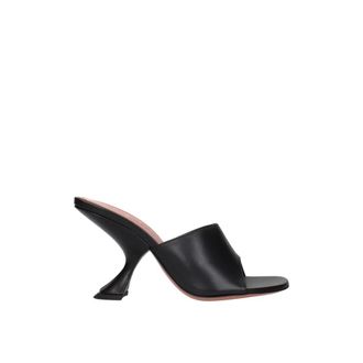 Amina Muaddi Zwarte Leren Stiletto Hakken Sandalen - Dames - Muiltjes - Zwart - 36 1/2 EU - Leer - Schoenen