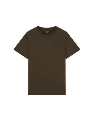 Lyle & Scott Mens Lyle & Scott Branded Chest Logo Olive T-Shirt - Black - Size: 34