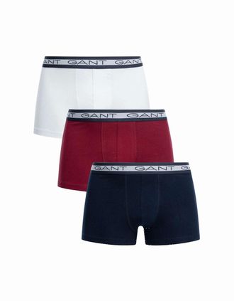 GANT Mens 3-Pack Striped Waistband Boxer Trunks, Navy/White/Burgundy - Size: 37/36/32