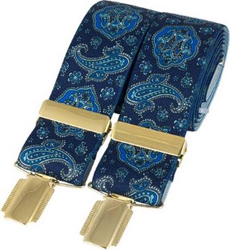 David Van Hagen Mens Classic Paisley Design Fashion Braces - Blue Braces