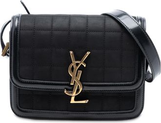 Saint Laurent Pre-owned Womens Small Quilted Suede Solferino Satchel In Box - Black Leather - One Size