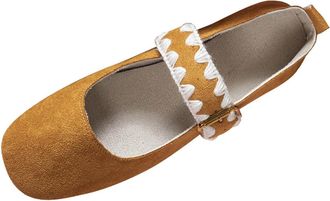 Generic Womens Mary Jane Shoes Comfortable Flat Shoes Solid Color Stylish Classic Lightweight Foldable Casual Wide Fit Ballet Flats Outdoor Daily Yellow