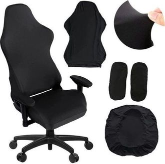 OEM Juego De 4 Fundas Para Sillas Gaming Con Reposabrazos/respaldo, Funda Para Silla De Oficina, Para Ordenador, Carreras, Videojuegos, No, Color Negro