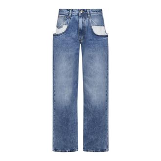 Maison Margiela Straight Fit Jeans, female, Blue, 3XS, Straight Jeans With Contrasted Pockets