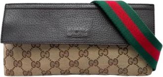 Gucci Pre-owned Vintage Canvas Crossbody - Dames - Vintage Clutch - Bruin - ONE Size - Leer - Vintage