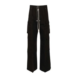 Rick Owens Cotton Twill Cargo Trousers - male - Rick Owens - Wide Trousers - Black - L - Trousers