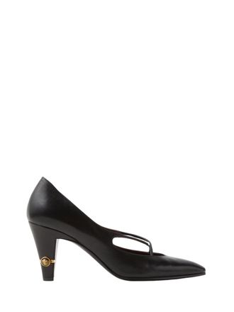 Versace Black Gold Detail Leather Pumps